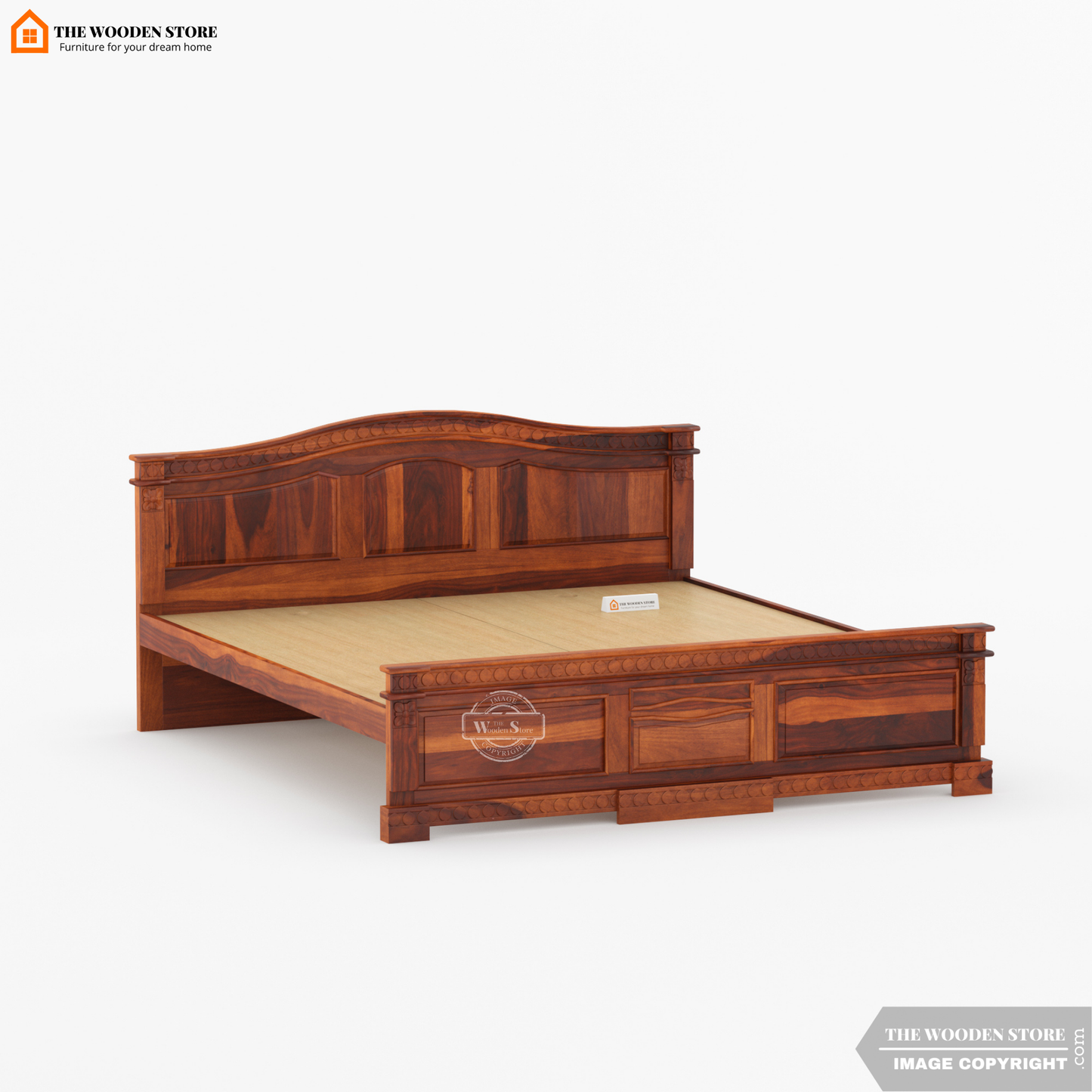 George Bed without Storage (King Size, Honey Finish)