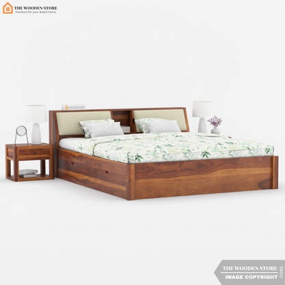 Walker Bed with Drawer Storage (King Size, Honey Finish)