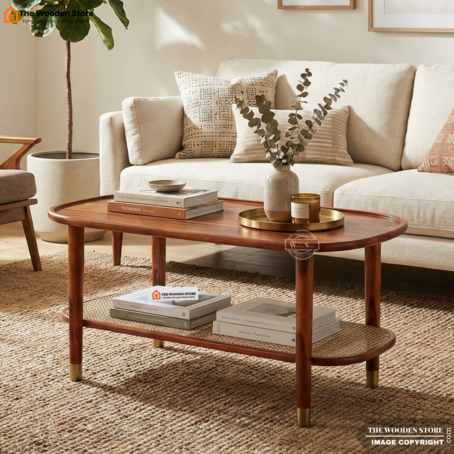 Bayfield Cane Coffee Table (Honey Finish)