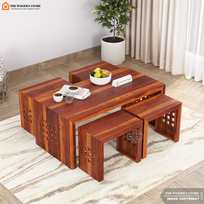 Dune Coffee Table Set (Honey Finish)