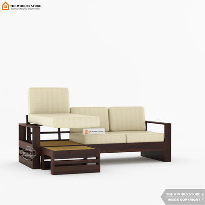 Victor L-Shaped Sofa (Walnut Finish)