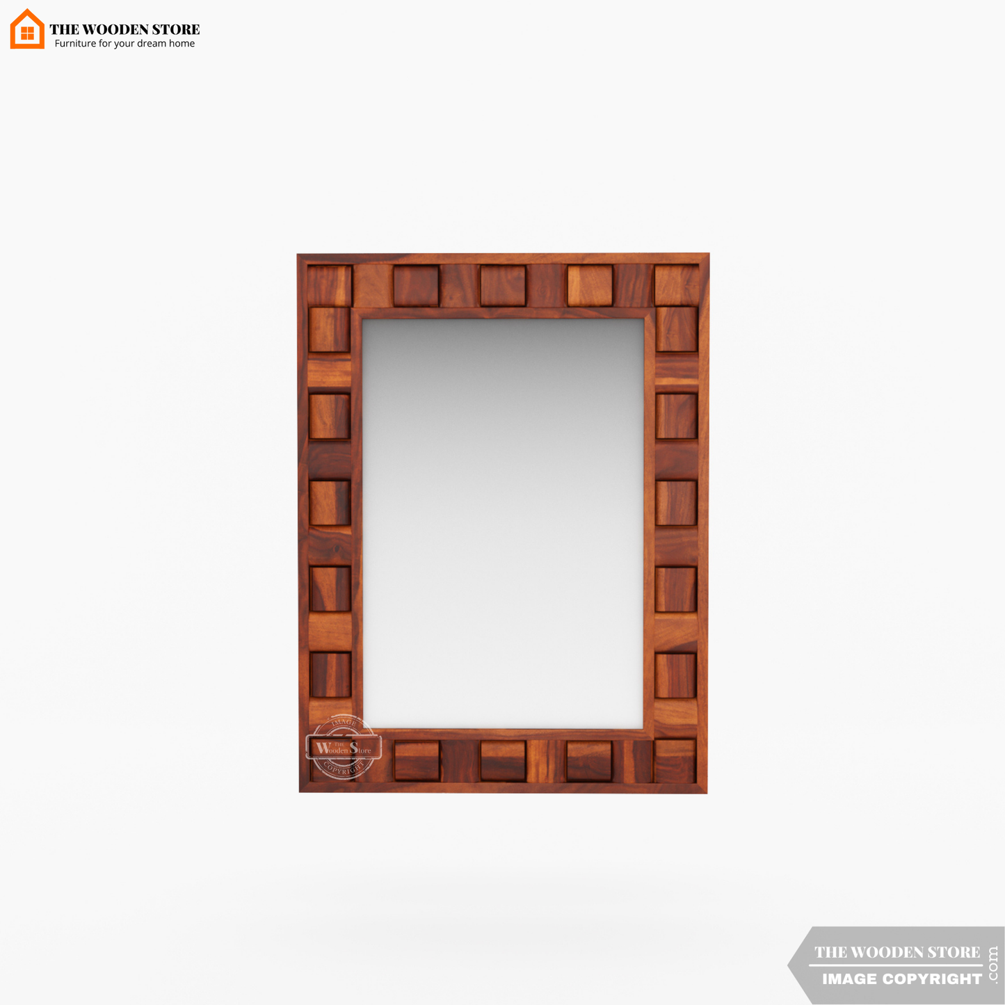 Woodwave Mirror With Frame (Honey Finish)