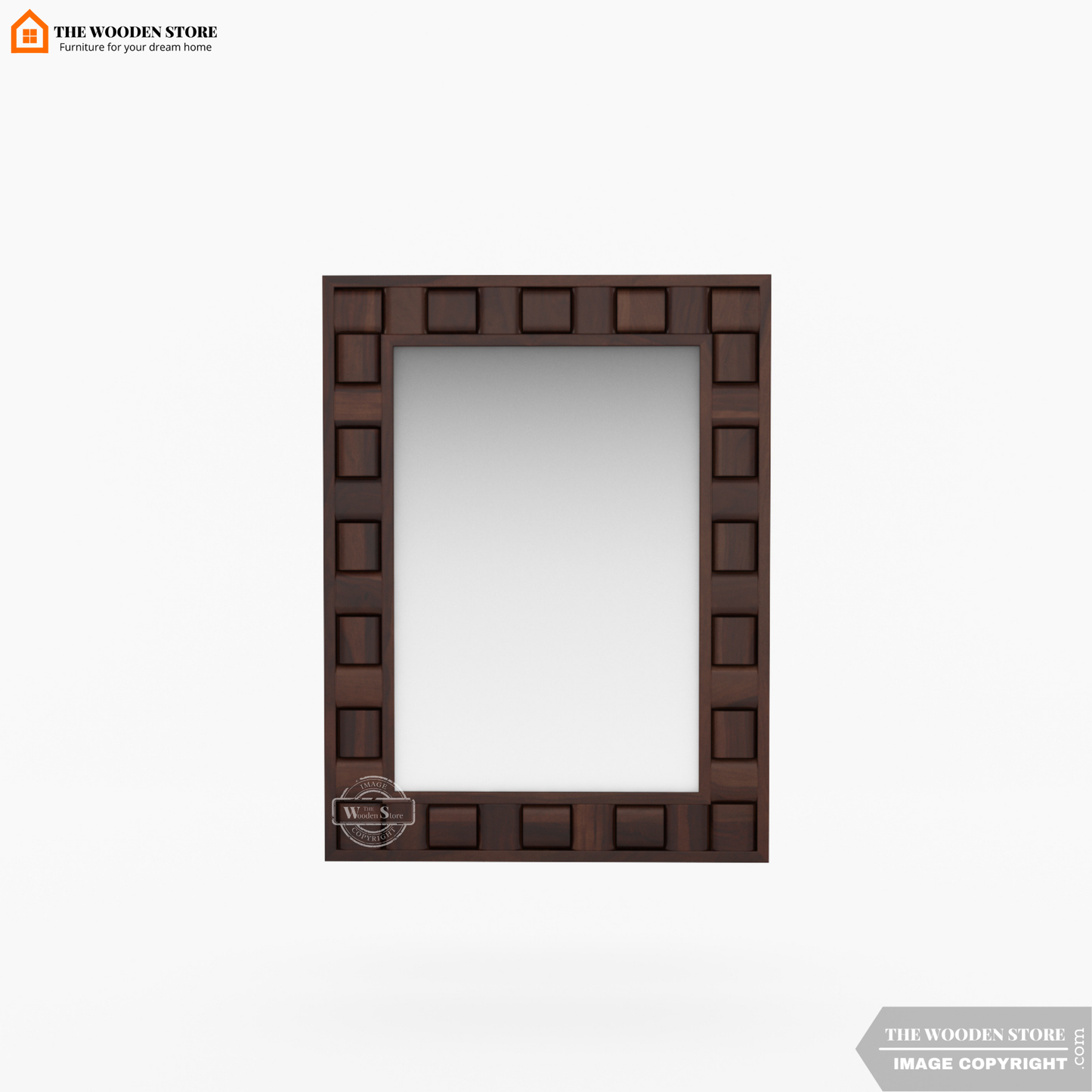 Woodwave Mirror With Frame (Walnut Finish)