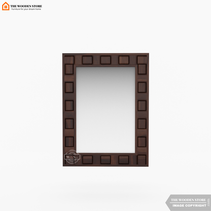 Woodwave Mirror With Frame (Walnut Finish)