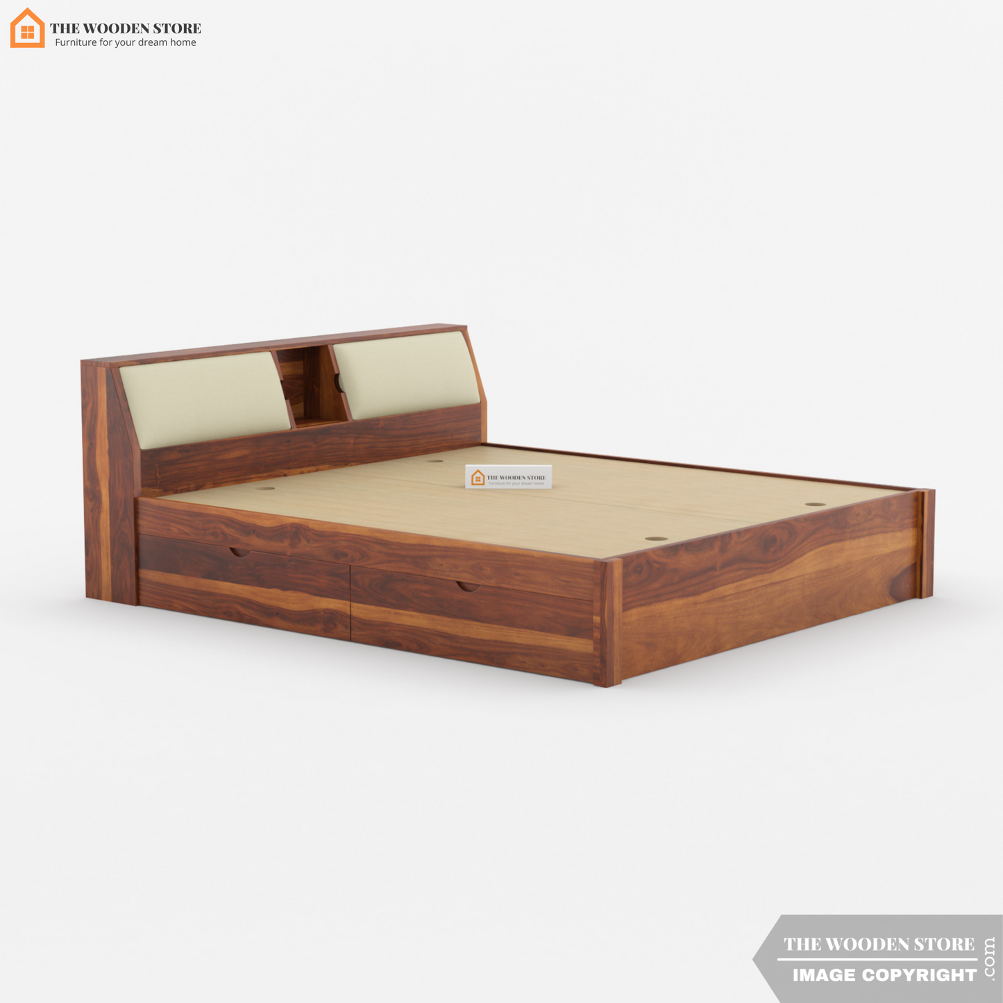 Walker Bed with Drawer Storage (King Size, Honey Finish)