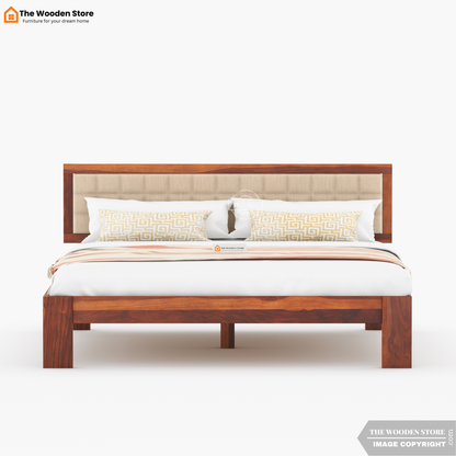 Halis Upholstered Bed without Storage (Queen Size, Honey Finish)