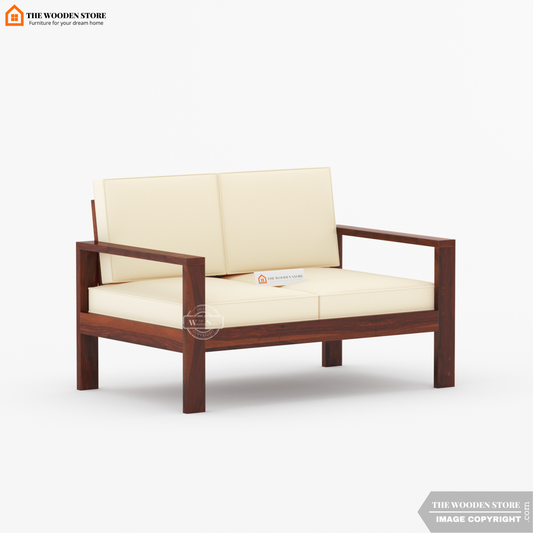 Romy 2 Seater Wooden Sofa (Walnut Finish)