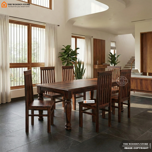 Ananta 6 Seater Dining Set (Walnut Finish)