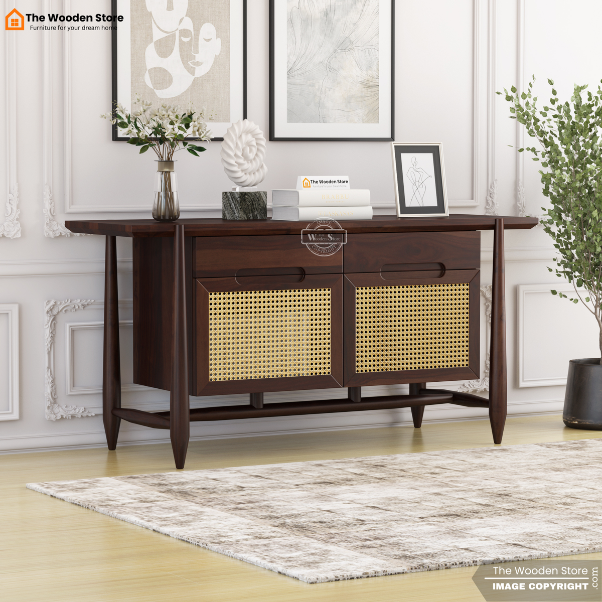 Ellis Cabinet and Sideboard (Walnut Finish)