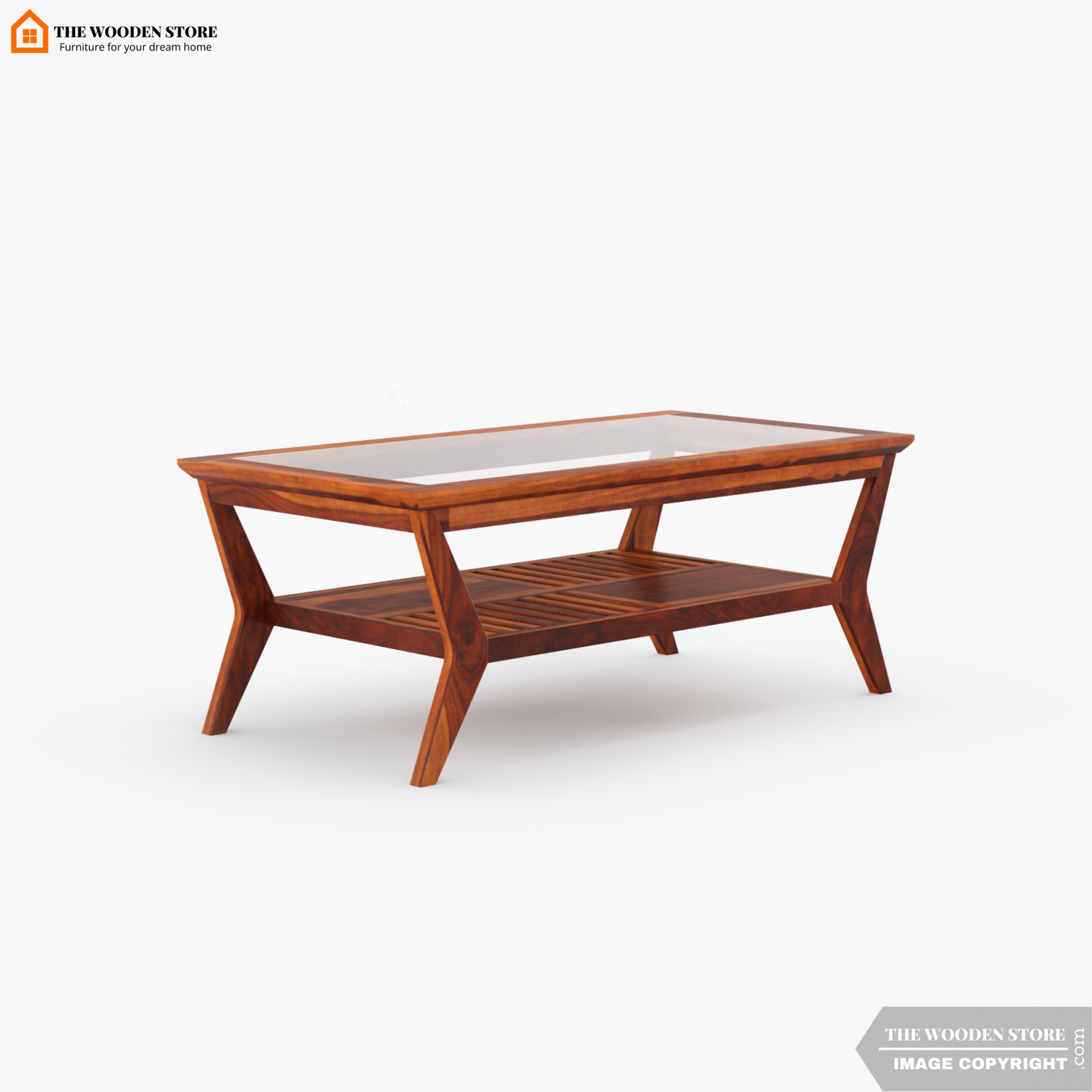 Forge Glass Top Coffee Table (Honey Finish)