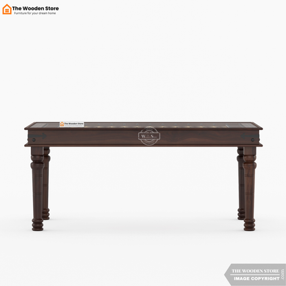 Royal Brass and Tiles 6 Seater Dining Table Set (Walnut Finish)