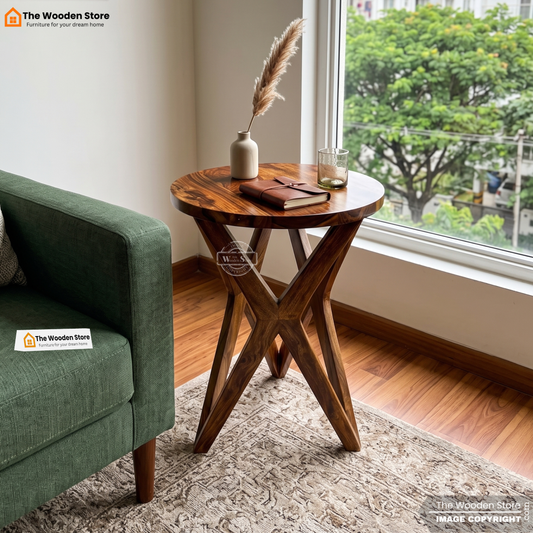 Criss Side End Table (Honey Finish)