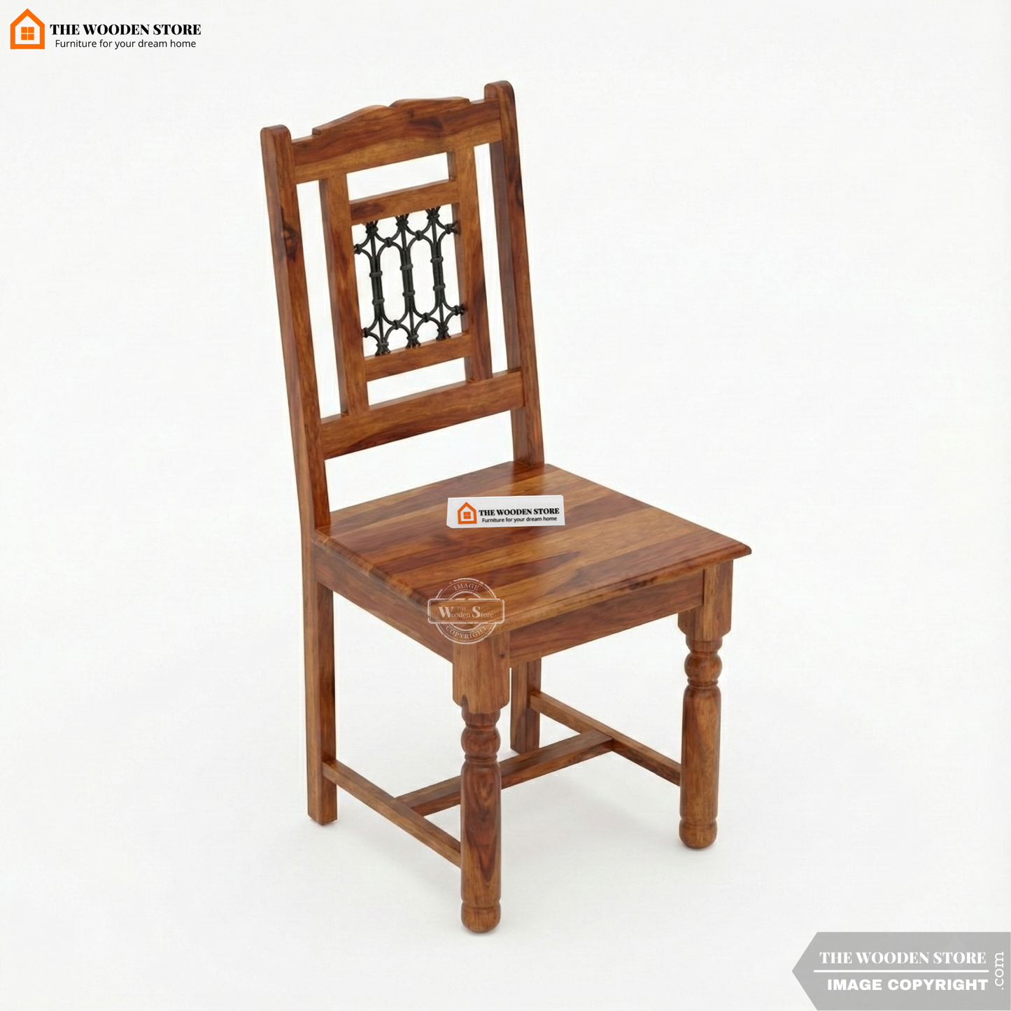 Tavin 6 Seater Sheesham Wood Dining Set with Bench (Honey Finish)