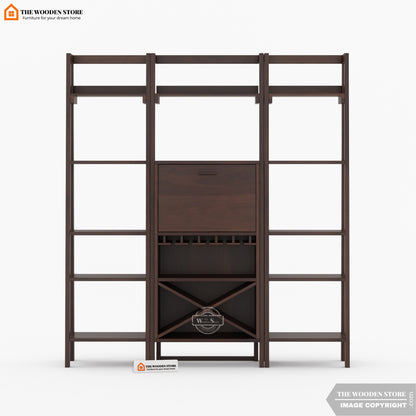 Teaire Large Bar Cabinet (Walnut Finish)