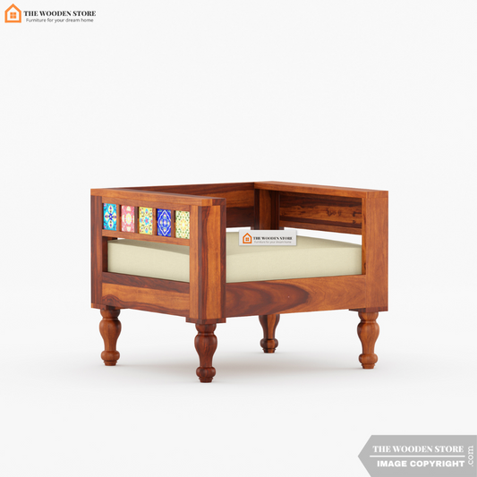 Bunny 1 Seater Wooden Sofa (Honey Finish)