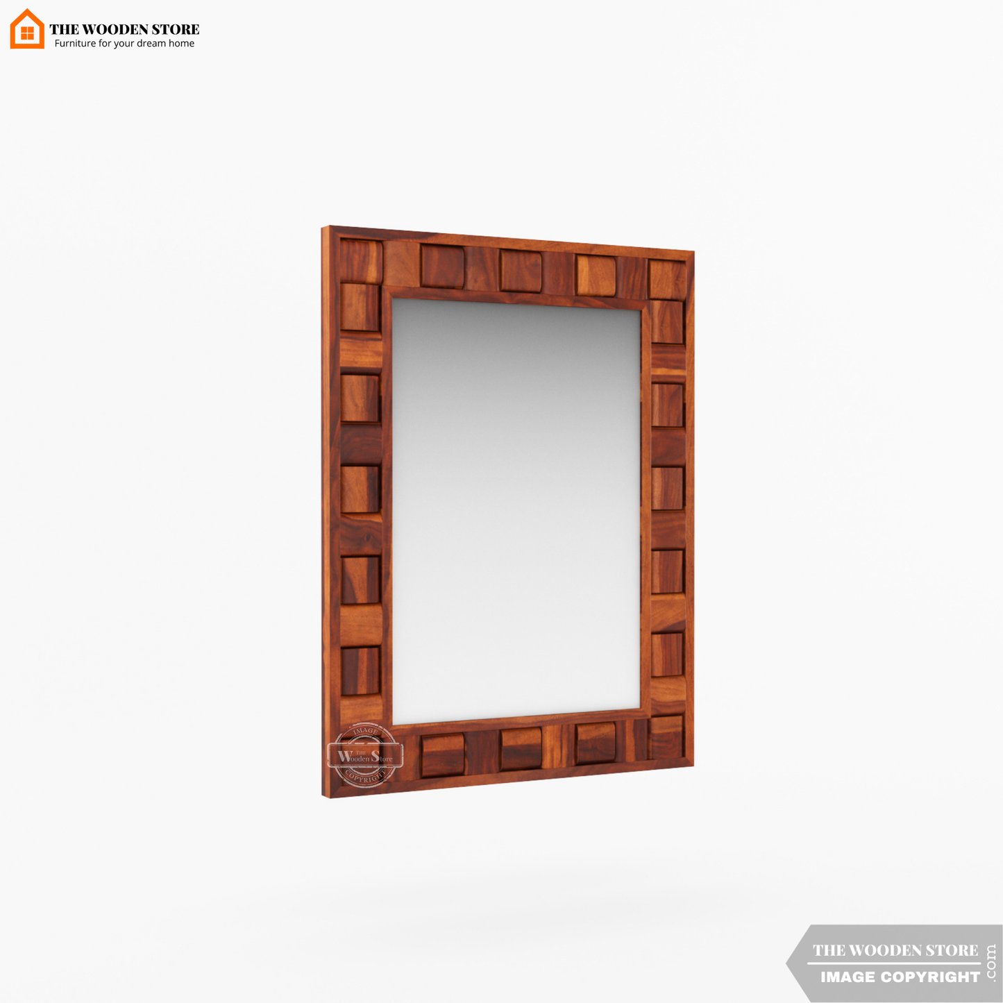 Woodwave Mirror With Frame (Honey Finish)