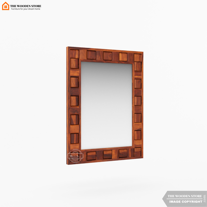 Woodwave Mirror With Frame (Honey Finish)