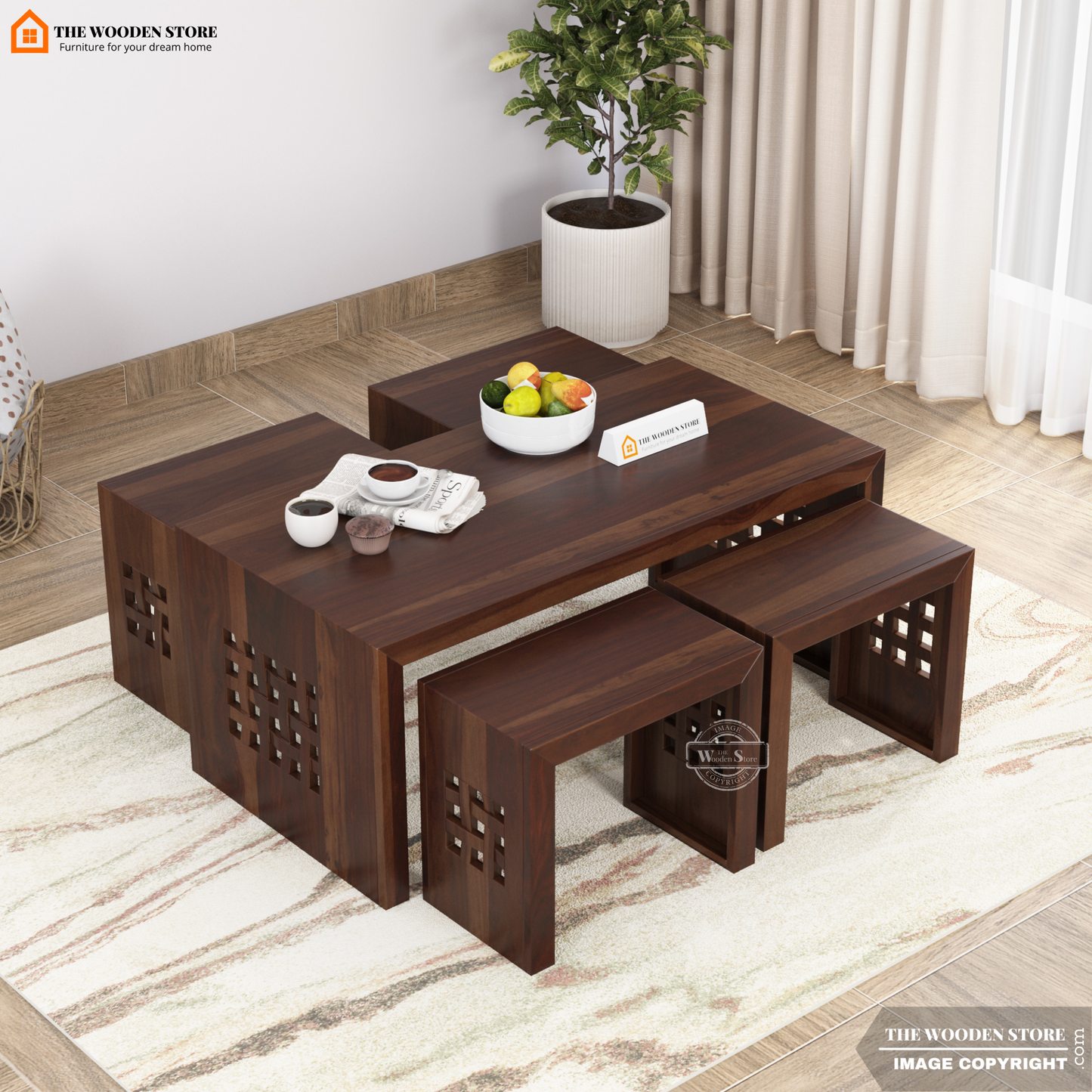Dune Coffee Table Set (Walnut Finish)