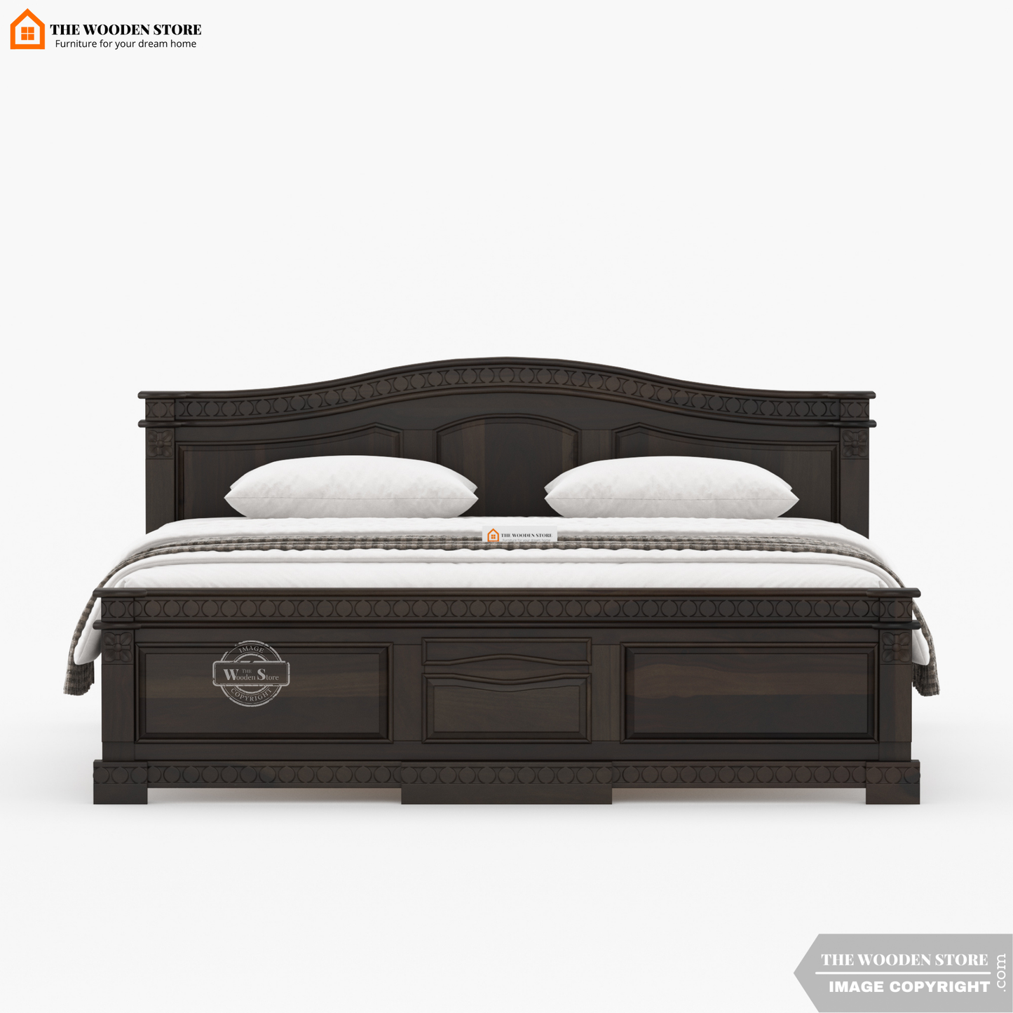 George Bed without Storage (Queen Size, Walnut Finish)