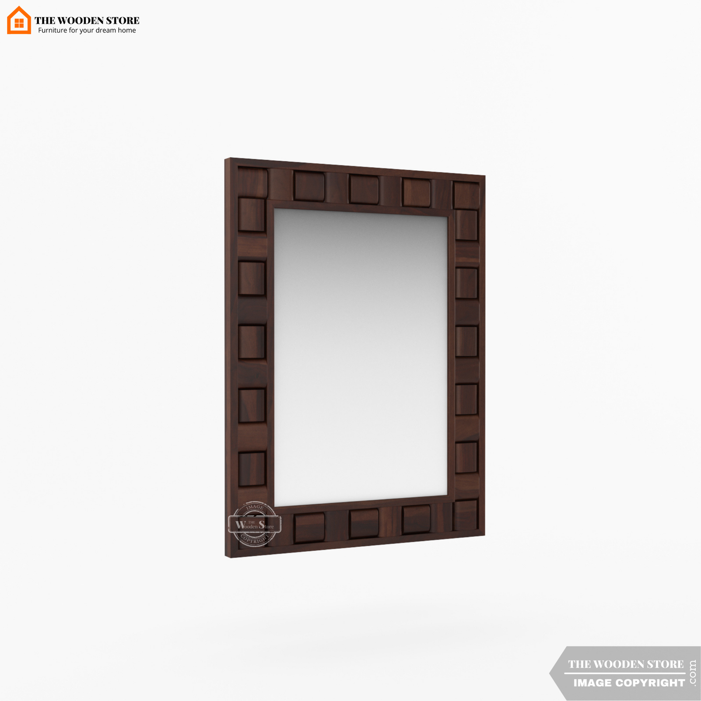 Woodwave Mirror With Frame (Walnut Finish)