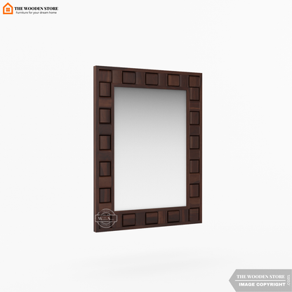 Woodwave Mirror With Frame (Walnut Finish)