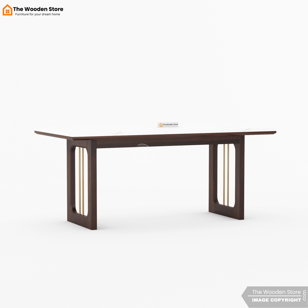 Deral 6 Seater Dining Table Set (Walnut Finish)