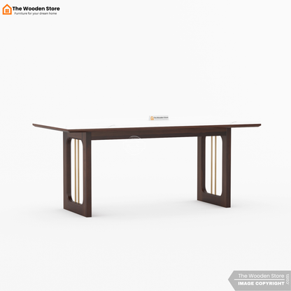 Deral 6 Seater Dining Table Set (Walnut Finish)