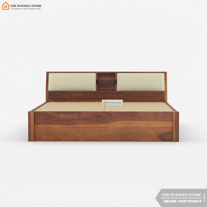 Walker Bed with Drawer Storage (King Size, Honey Finish)