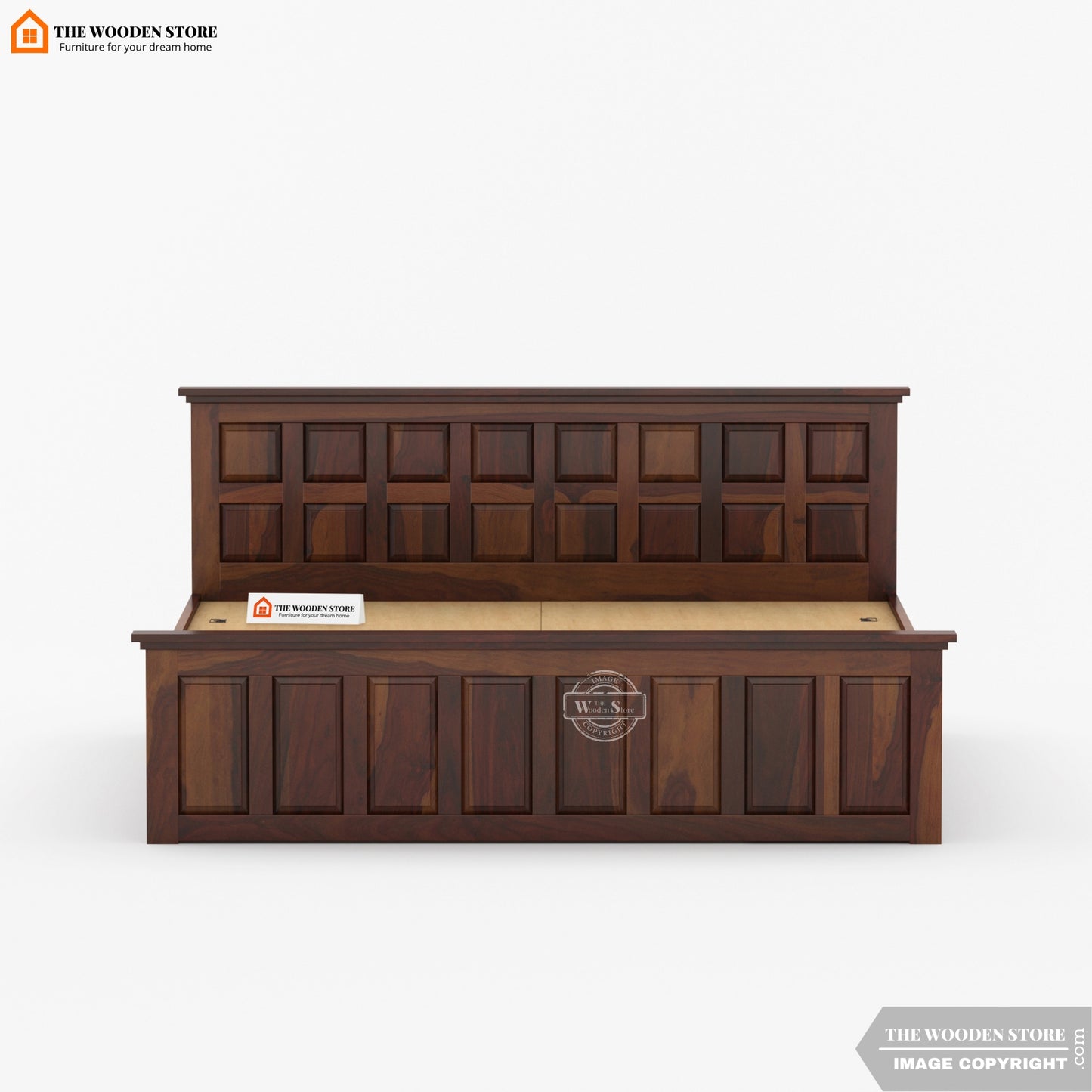 Paloma Bed With Box Storage (Queen Size, Walnut Finish)