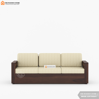 Peter 3+1+1 Wooden Sofa Set (Walnut Finish)