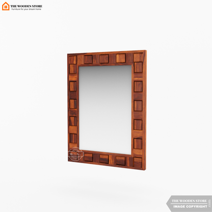 Woodwave Mirror With Frame (Honey Finish)