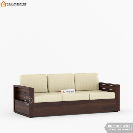 Peter 3 Seater Wooden Sofa (Walnut Finish)