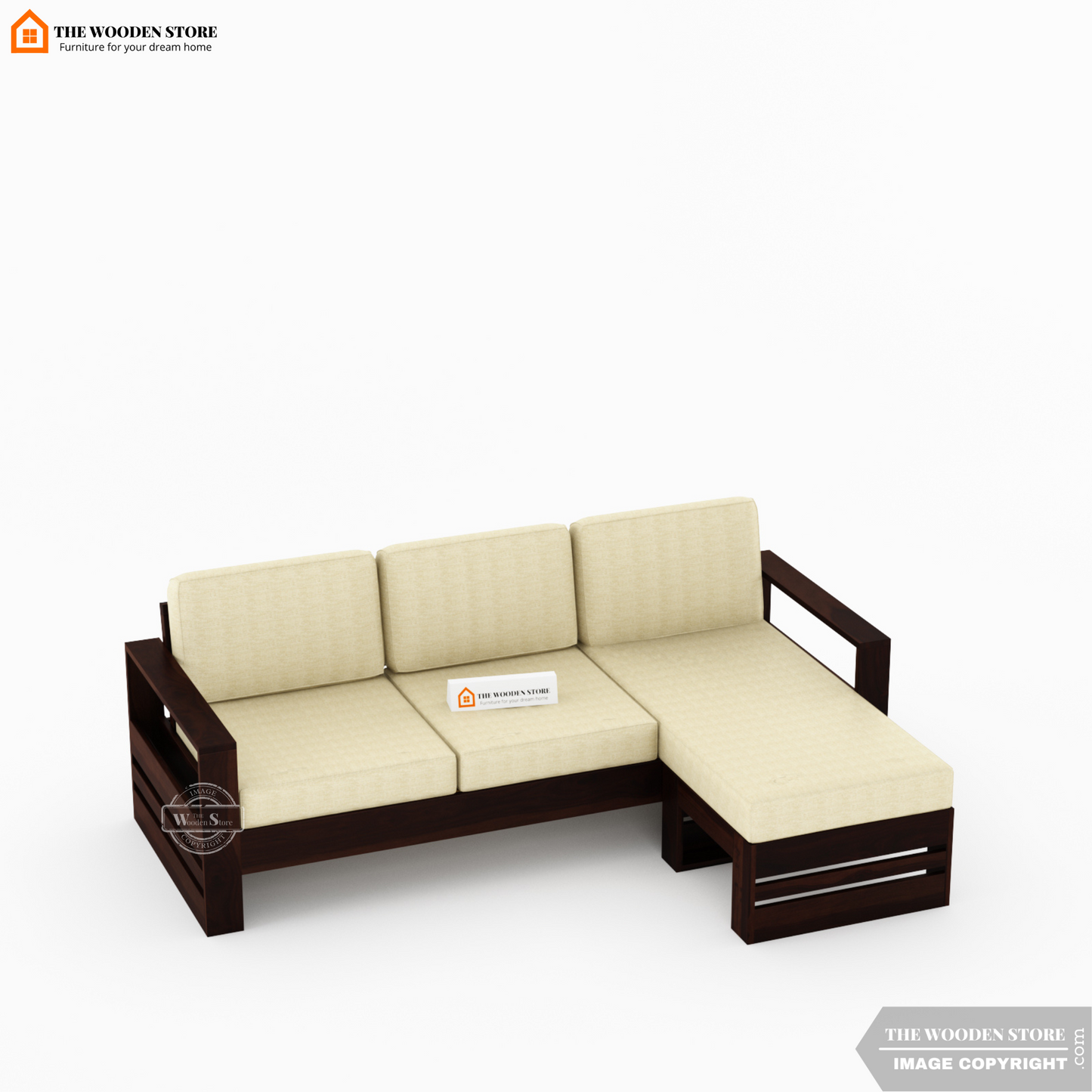 Victor L-Shaped Sofa (Walnut Finish)