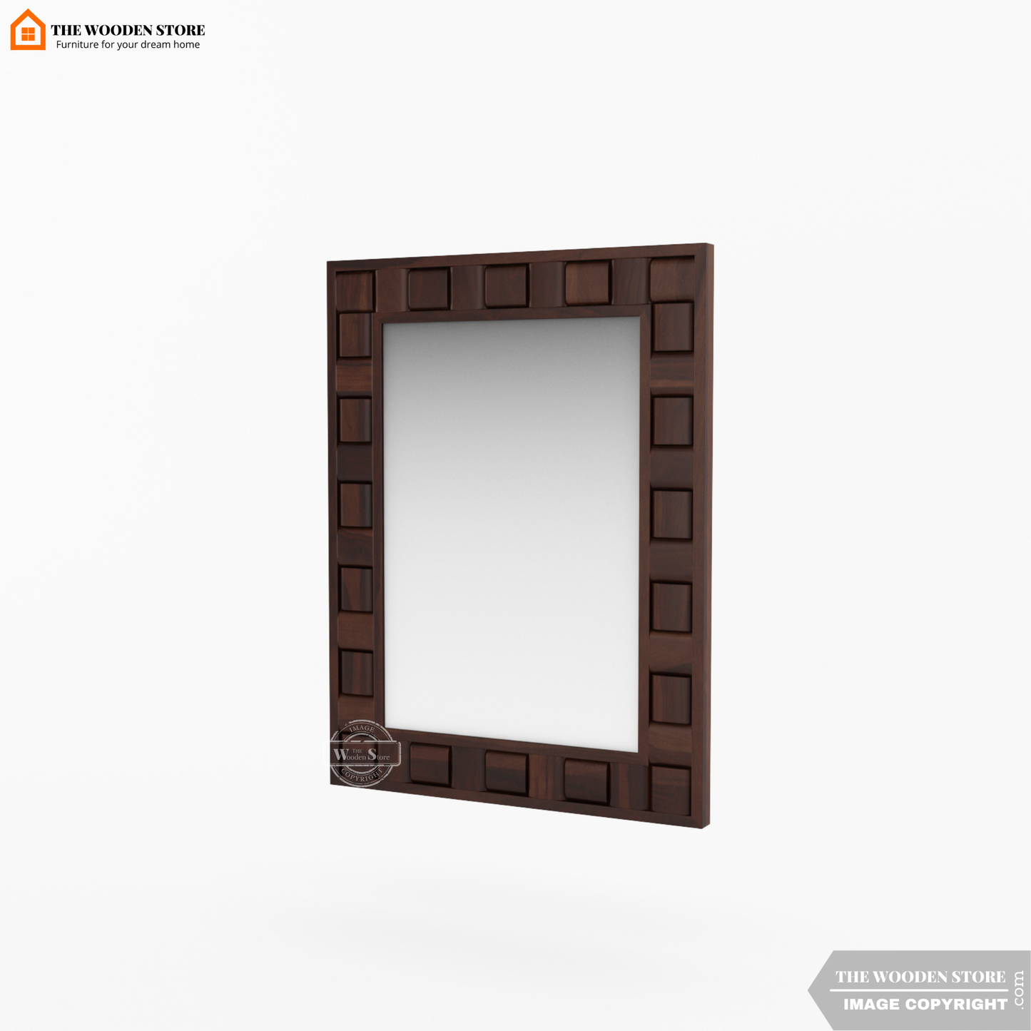 Woodwave Mirror With Frame (Walnut Finish)