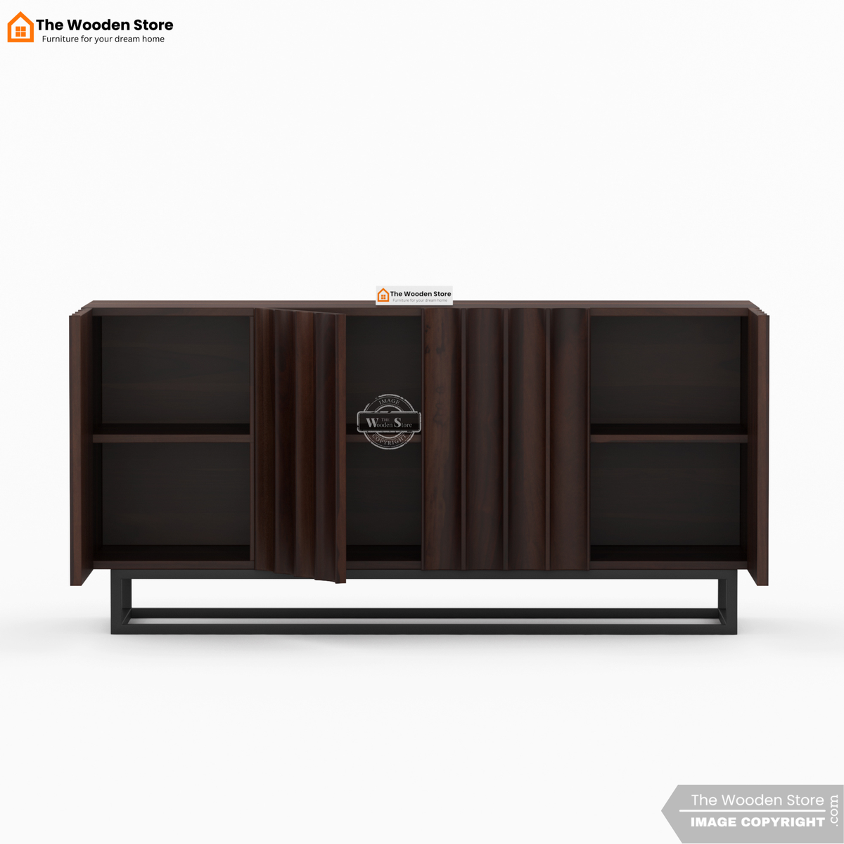 Kensley Cabinets and Sideboard With Cane (Walnut Finish)