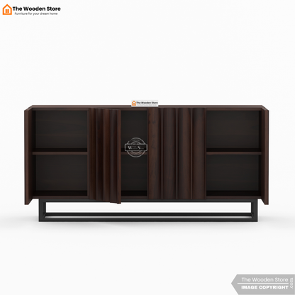 Kensley Cabinets and Sideboard With Cane (Walnut Finish)