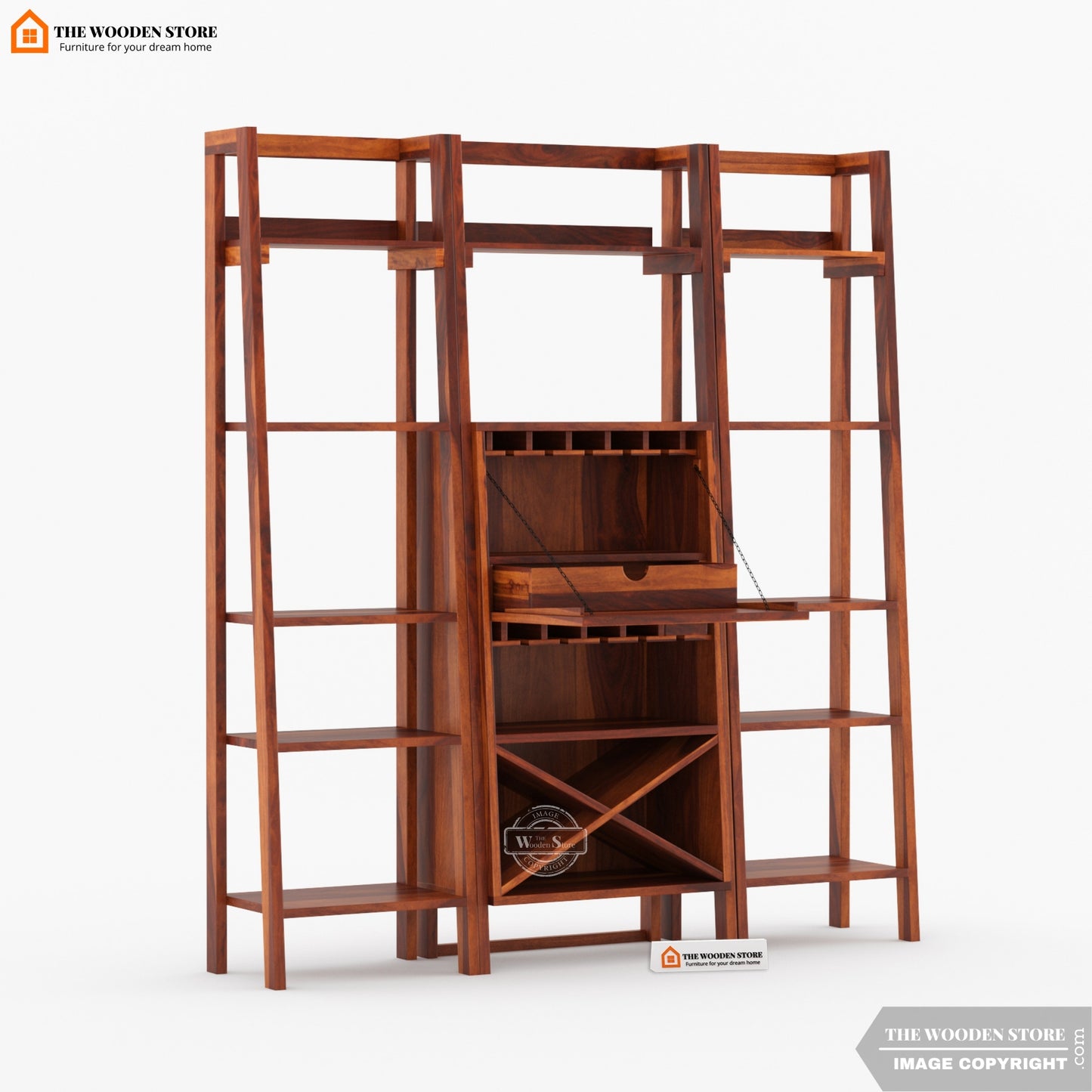 Teaire Large Bar Cabinet (Honey Finish)