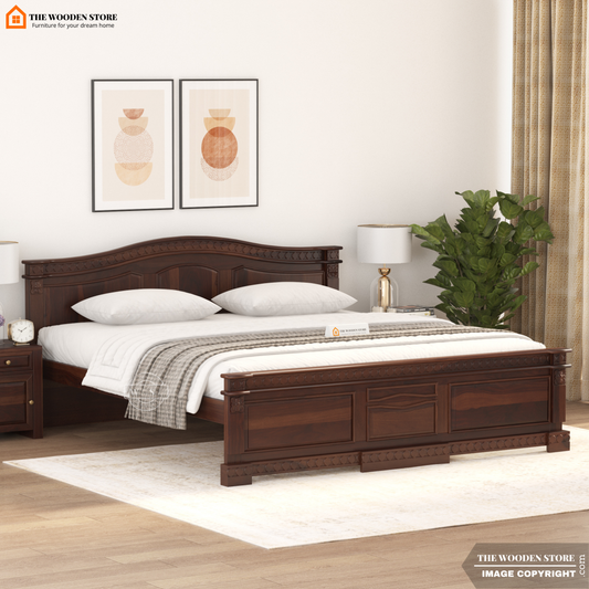 George Bed without Storage (King Size, Walnut Finish)