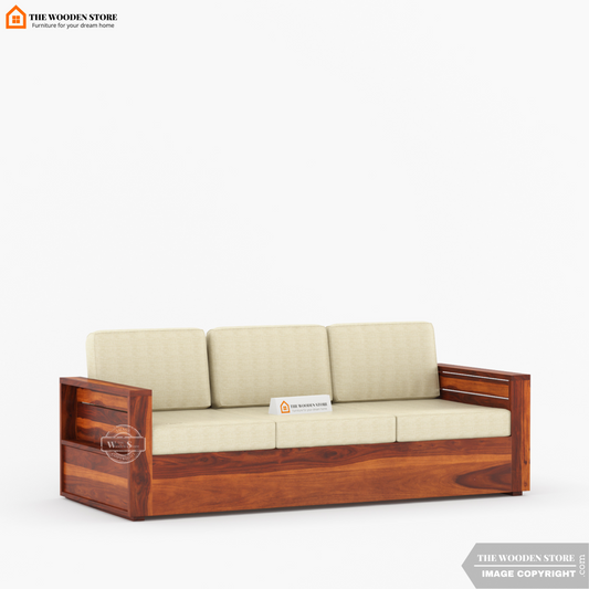 Peter 3 Seater Wooden Sofa (Honey Finish)