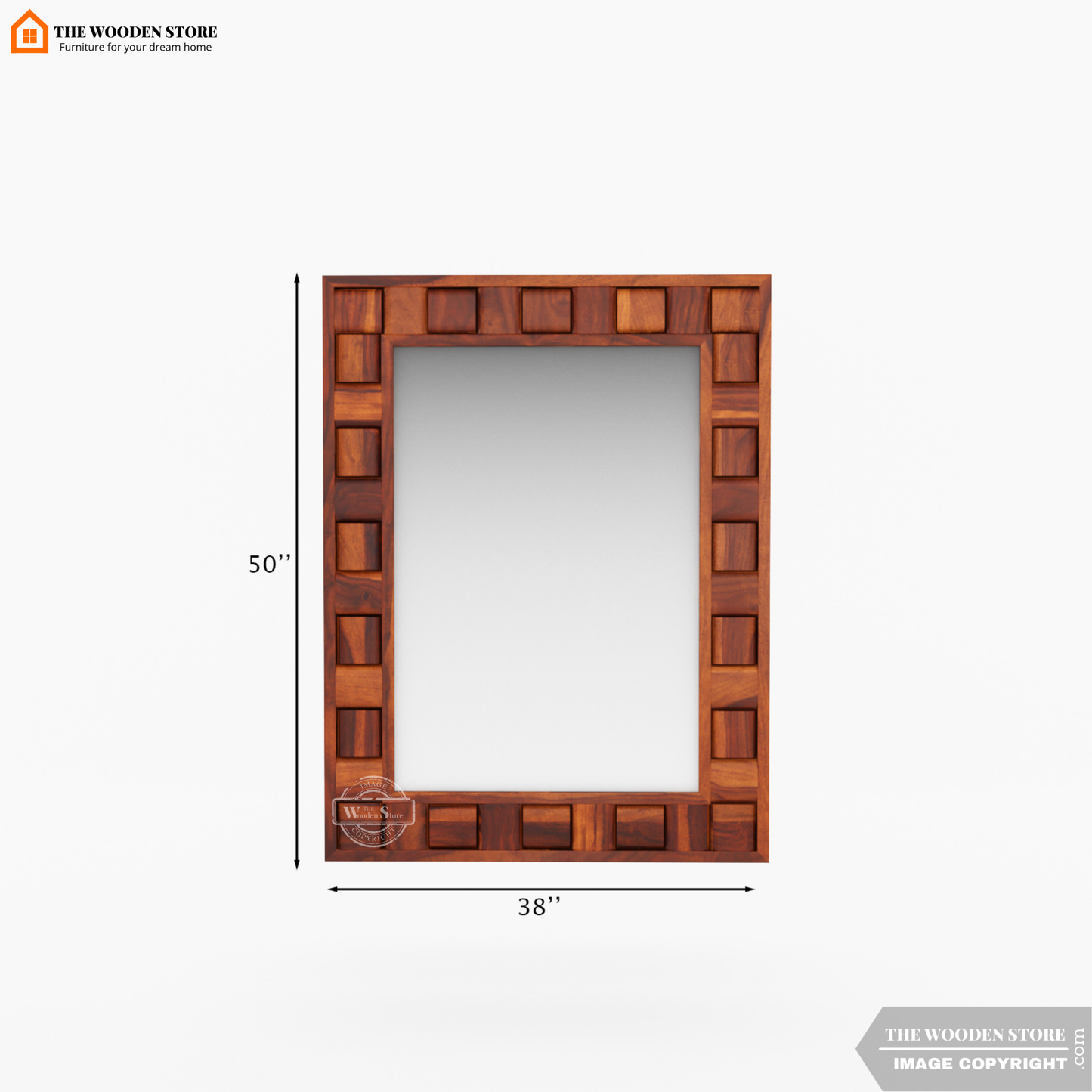 Woodwave Mirror With Frame (Honey Finish)