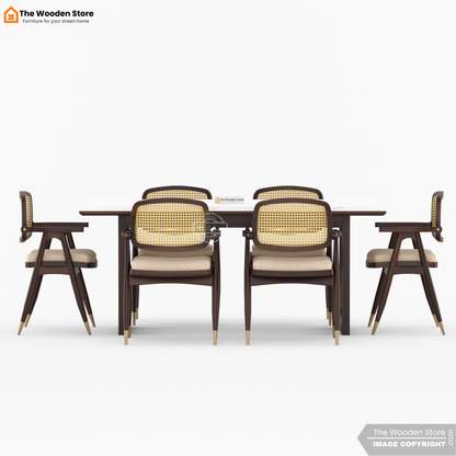 Deral 6 Seater Dining Table Set (Walnut Finish)