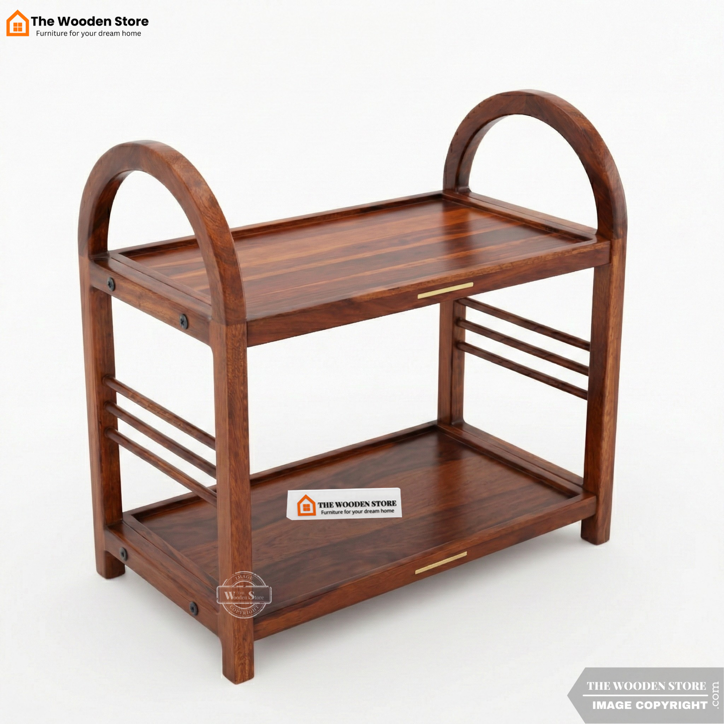 Monowi Solid Wood Kitchen Rack (Honey Finish)