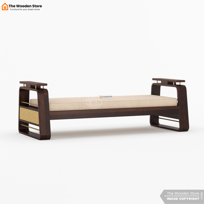 Urban Divan With Cane and Brass Detailing (Walnut Finish)