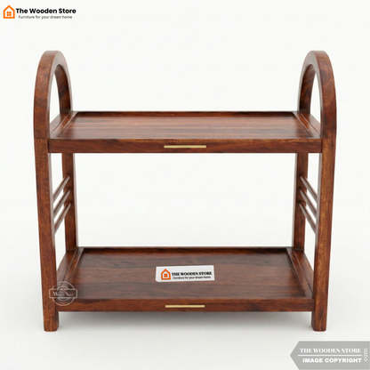 Monowi Solid Wood Kitchen Rack (Honey Finish)