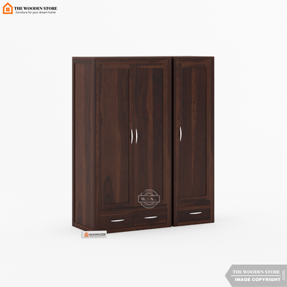 Jason 3 Door Multi-Utility Wardrobe (Walnut Finish)