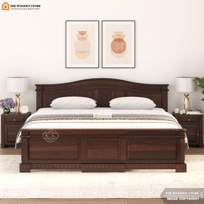 George Bed with Drawer Storage (King Size, Walnut Finish)