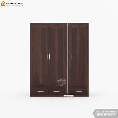 Jason 3 Door Multi-Utility Wardrobe (Walnut Finish)