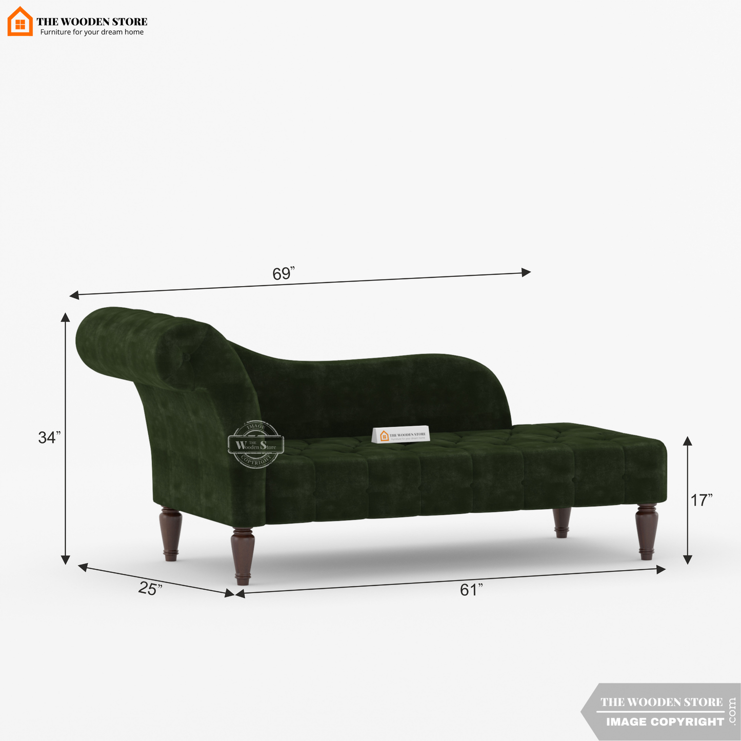 Walters Chaise Lounge (Olive Green)