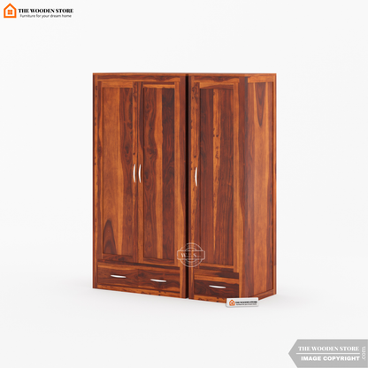 Jason 3 Door Multi-Utility Wardrobe (Honey Finish)