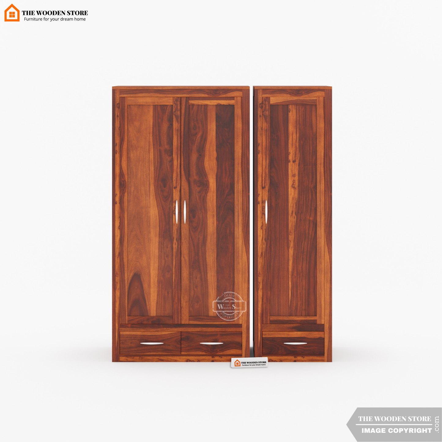 Jason 3 Door Multi-Utility Wardrobe (Honey Finish)